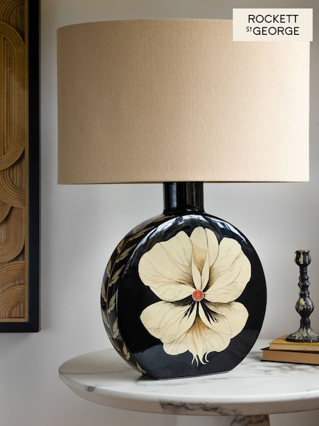 Rockett St George Black/Gold Floral Table Lamp (E85183) | £149