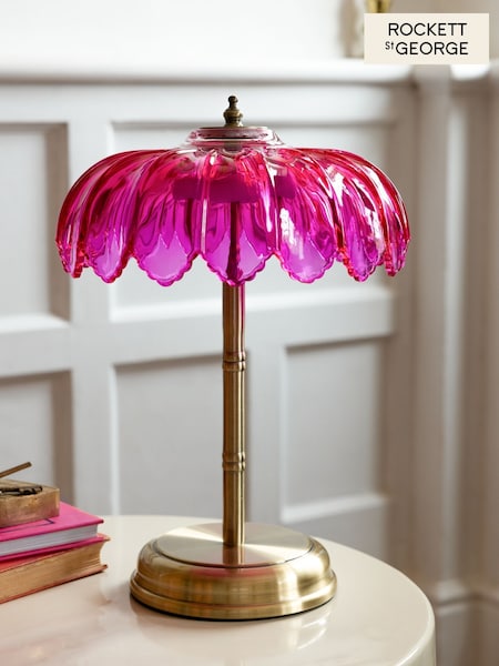 Rockett St George Pink/Brass Palm Desert Island Table Lamp (E85191) | £110