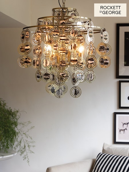 Rockett St George Brass Layered Shell Effect Chandelier (E85314) | £335