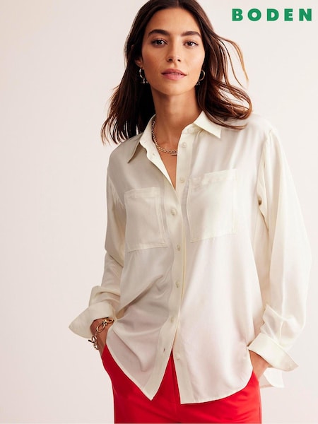 Boden Cream Sienna Silk Shirt (E85566) | £110