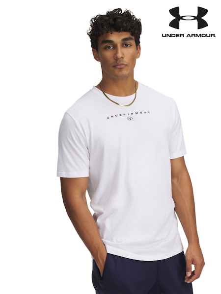 Under Armour White Stacked Logo T-Shirt (E85693) | £23