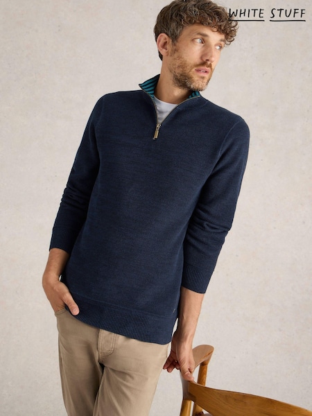 White Stuff Blue Attadale Funnel Neck Jumper (E85782) | £55