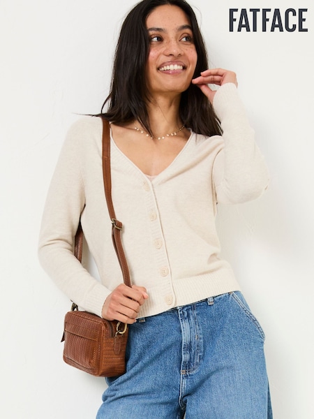 FatFace Lucia Ivory V-Neck Knitted Cardigan (E85943) | £45