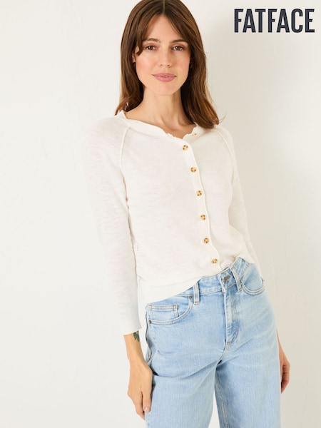 FatFace Rose White Crew Neck Cardigan (E85946) | £42