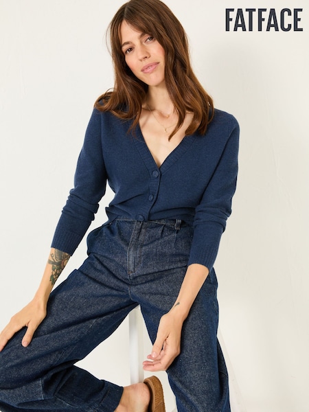FatFace Lucia Navy V-Neck Knitted Cardigan (E85947) | £45