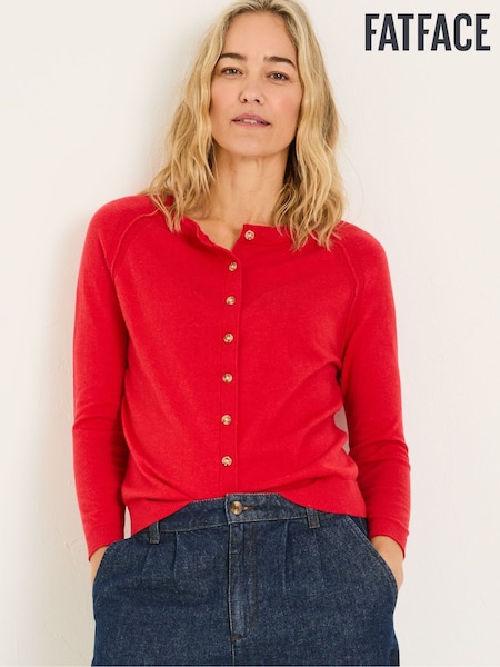 FatFace Rose Red Crew Neck Cardigan (E85948) | £42
