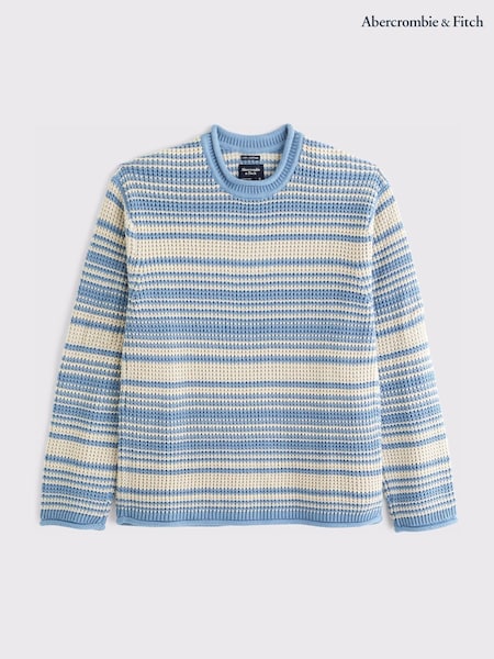 Blue - Regular Abercrombie & Fitch Stripe Cotton Knit Jumper