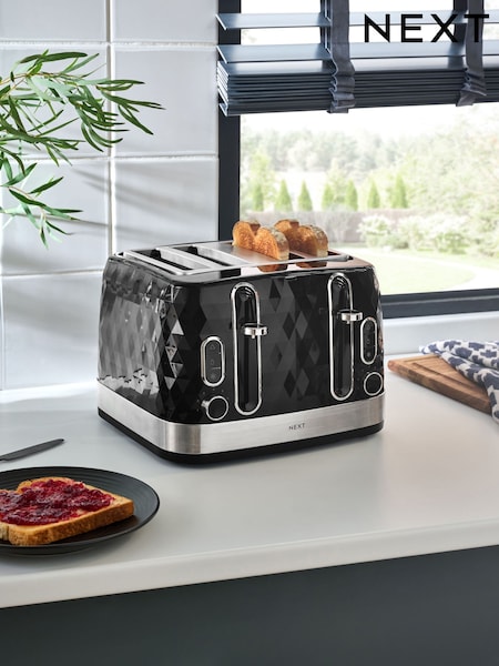 Black Facet 4 Slot Toaster (E86014) | £42
