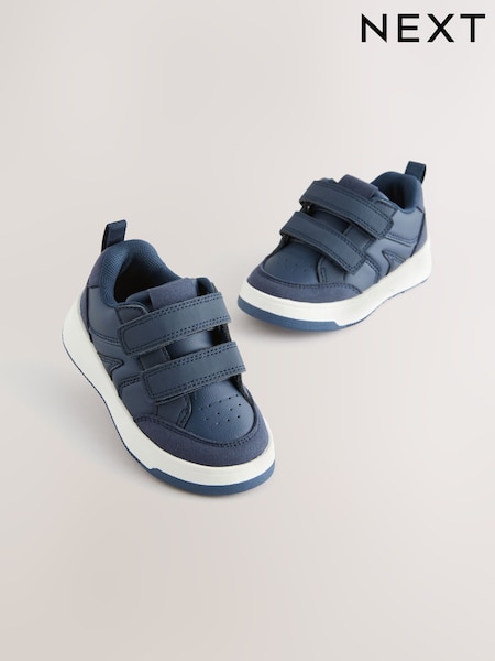Navy Wide Fit (G) Touch Fastening Two Strap Trainers (E86018) | £18 - £20