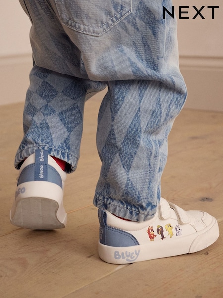 White Wide Fit (G) Bluey Standard Fit (F) Two Strap Touch Fastening Trainers (E86023) | £19 - £21