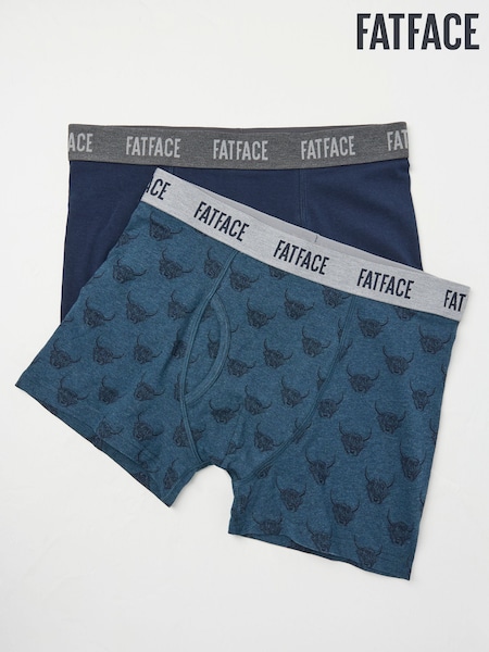FatFace Teal Blue Cow Classic Boxers 2 Pack (E86107) | £22
