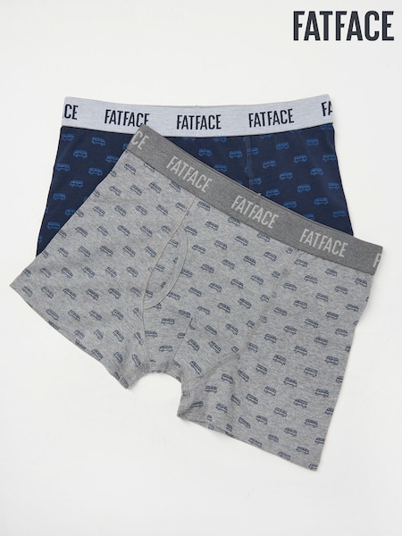 FatFace Blue & Grey Camper Classic Boxers 2 Pack (E86109) | £12