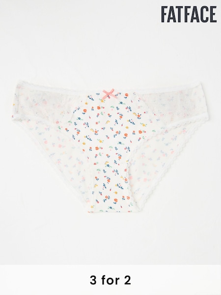 FatFace White Floral Mini Knickers (E86322) | £9