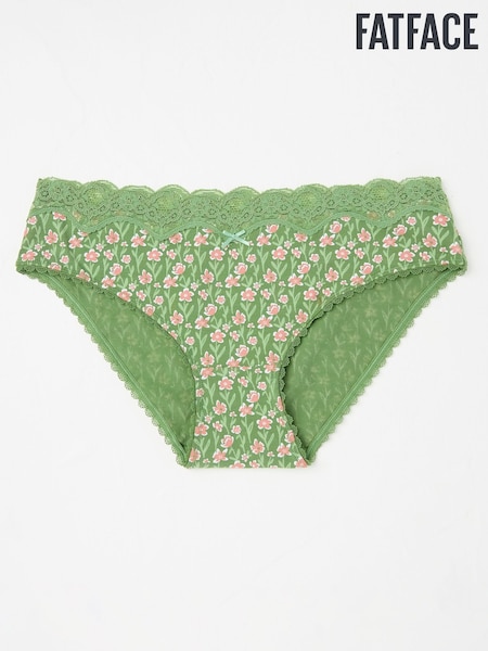 FatFace Green Linear Floral Mini Knickers (E86325) | £9