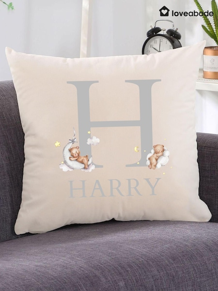 Loveabode Kids Cream Personalised 100% Cotton Cushion (E86406) | £23
