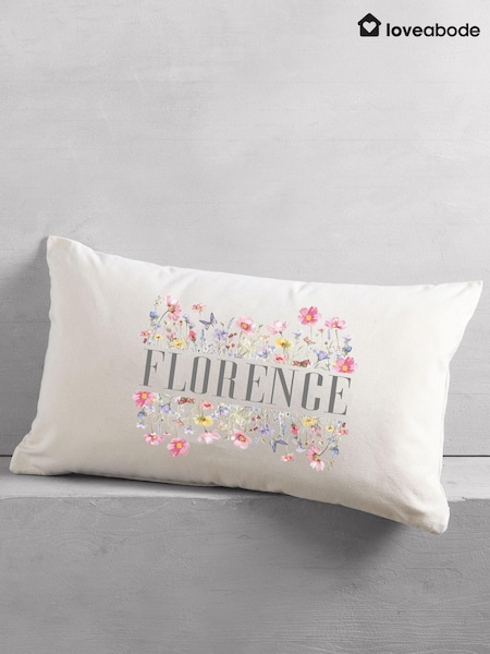Personalised Flower Oblong 100% Cotton Cushion by Loveabode (E86409) | £23