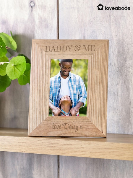 Personalised Daddy & Me Engraved Oak Photo Frame by Loveabode (E86417) | £20