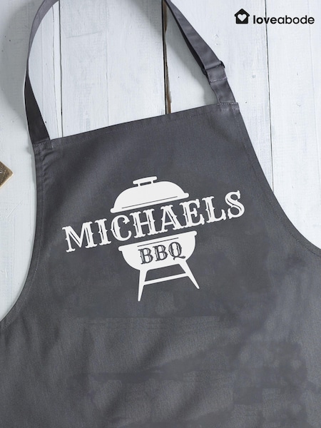 Loveabode Grey Personalised BBQ Apron (E86419) | £21