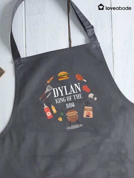 Loveabode Grey Personalised Coloured BBQ Apron (E86421) | £21