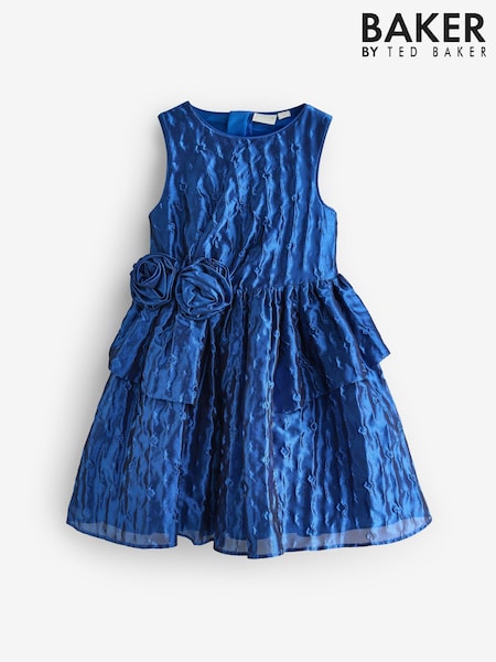 Baker by Ted Baker Blue Cloque Corsage Dress (E86445) | £45 - £50