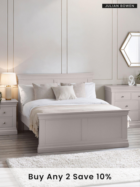 Julian Bowen Light Grey Clermont Bed (E86488) | £625 - £675