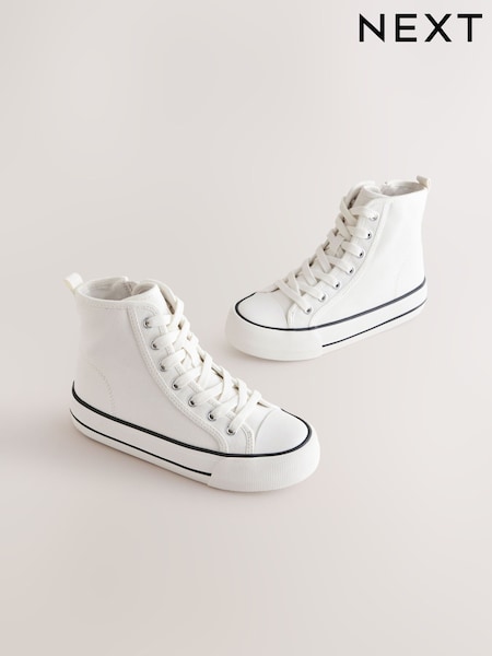 White Lace-Up High Top Trainers (E86552) | £22 - £29