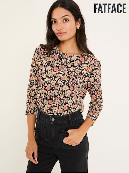 FatFace Ria Black Historical Floral Top (E86590) | £22