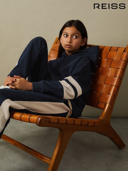Reiss Navy Cara 9-13 yrs Cotton Blend Colourblock Hoodie and Joggers Set (E86650) | £71