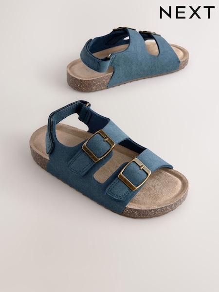 Blue Standard Fit (F) Double Buckle Cushioned Footbed Sandals (E86976) | £16 - £21