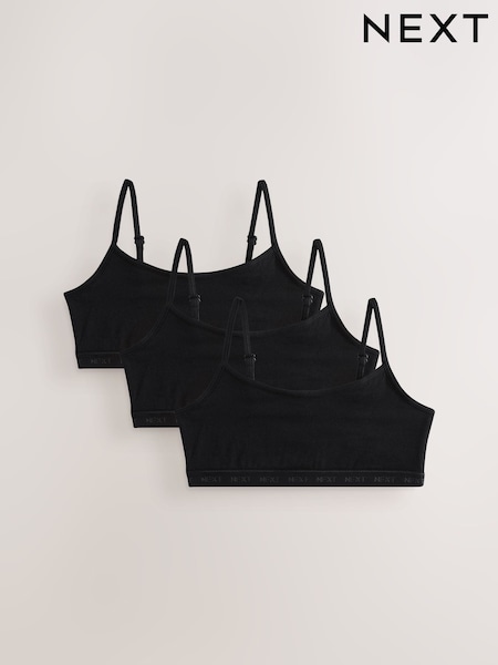Black Strappy Crop Tops 3 Pack (5-16yrs) (E87081) | £8 - £11
