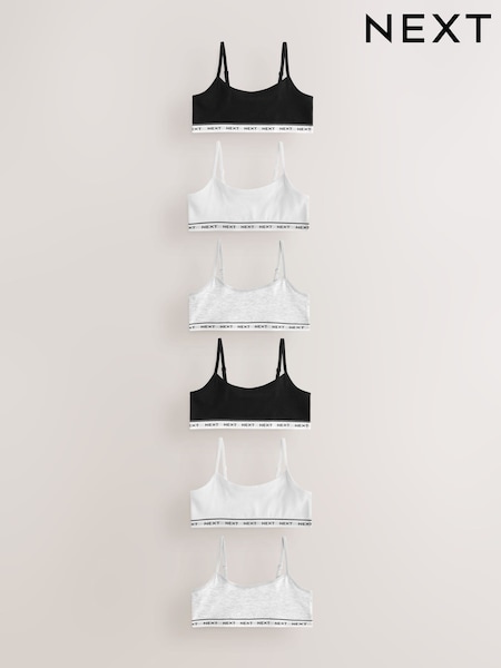 Black/White Strappy Crop Tops 7 Pack (5-16yrs) (E87084) | £19 - £26