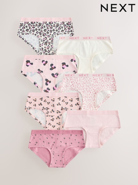 Pink/Cream Hipsters Briefs 7 Pack (2-16yrs) (E87095) | £11.50 - £15.50