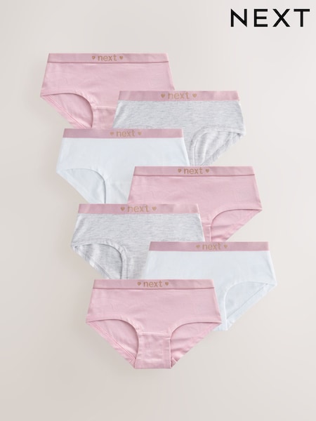 Pink/Grey Hipster Briefs 7 Pack (2-16yrs) (E87096) | £11.50 - £15.50
