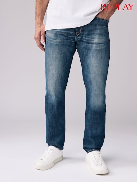 Replay Dark Blue Slim Fit Neaal Regular 100% Cotton Jeans (E87167) | £175