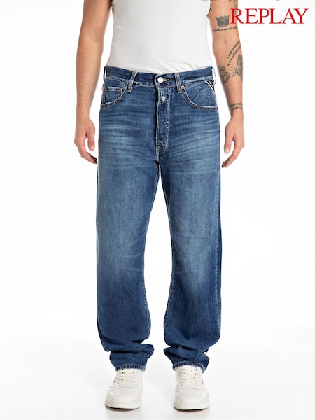 Replay Medium Blue 9Zero1 Collection Regular Straight Jeans (E87177) | £160