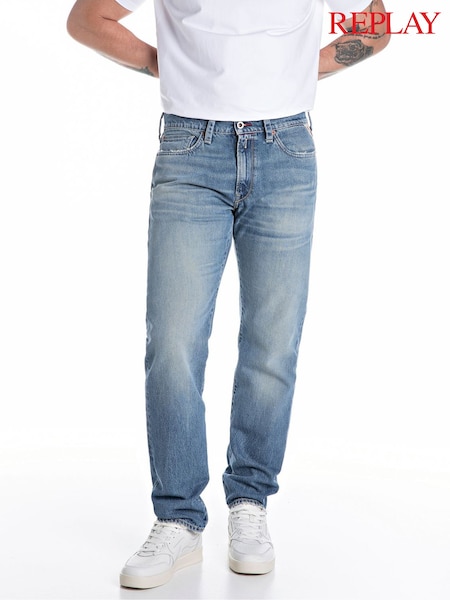 Replay Medium Blue Slim Fit Neaal Regular 100% Cotton Jeans (E87178) | £175