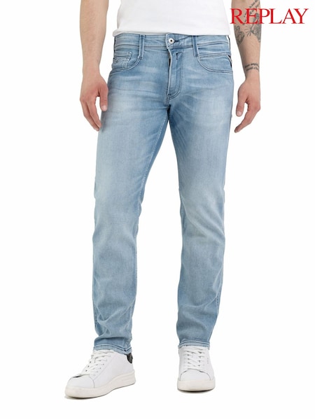 Replay Blue Straight Fit Grover with 100% Cotton Stretch Jeans (E87184) | £110