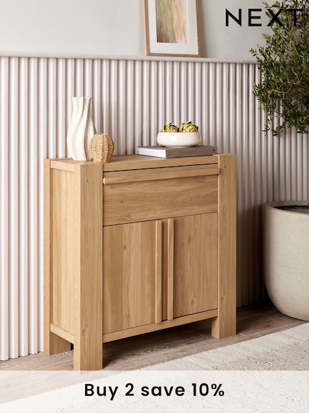 Natural Heath Oak Effect Space Saving Small Slim Sideboard (E87223) | £225
