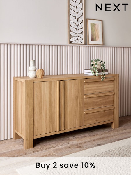 Natural Heath Oak Effect Large Slim Sideboard (E87224) | £450