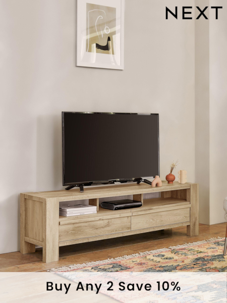 Natural Heath Oak Effect Up to 65 inch TV Unit (E87225) | £325