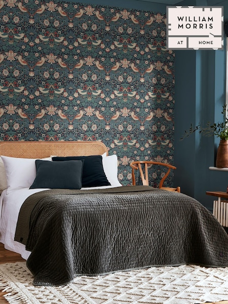 William Morris At Home Deep Blue Strawberry Thief Deep Blue A4 Wallpaper Sample (E87295) | £1