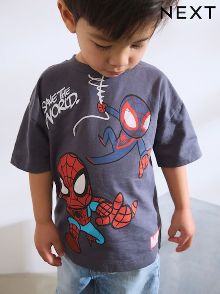 Charcoal Grey Spider-Man Short Sleeve 100% Cotton T-Shirt (3mths-8yrs) (E87445) | £10.50 - £12.50