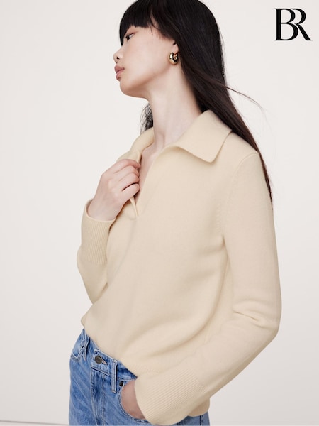 Banana Republic Beige Cashmere Jumper Polo (E87556) | £185