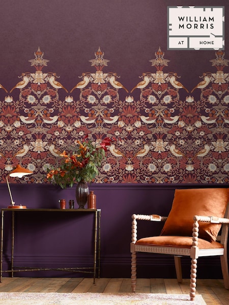 William Morris At Home Purple Strawberry Thief Fixed Size 4M Mural (E87721) | £280