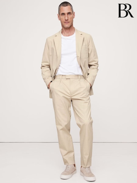 Banana Republic Cream Pleated Cropped Italian Stretch Chinos (E87850) | £105