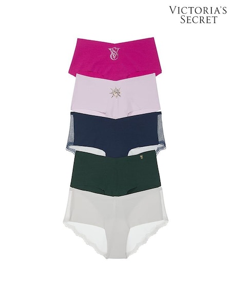 Victoria's Secret Pink/Purple/Navy Blue/Green/Grey Cheeky 5 Pack Knickers (E87918) | £27
