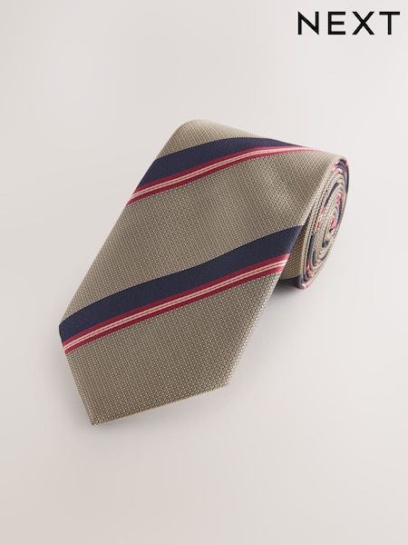 Neutral Brown Stripe Pattern Tie (E88011) | £7