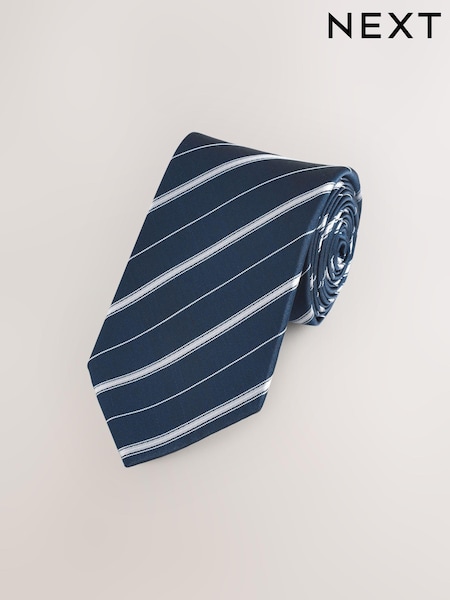 Navy Blue/White Stripe Pattern Tie (E88012) | £14