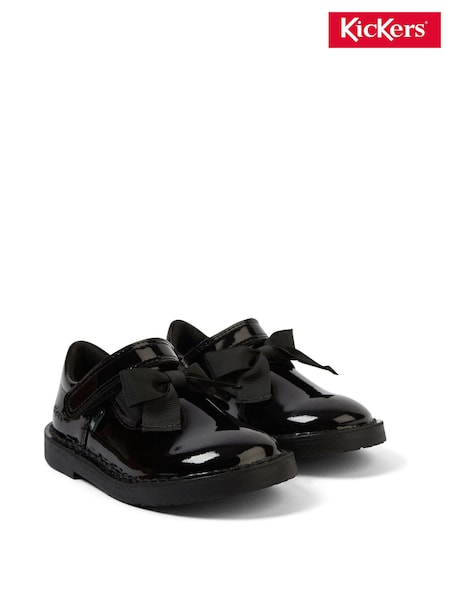 Kickers Black Adlar T-Bar Bow Patent Shoes (E88043) | £48