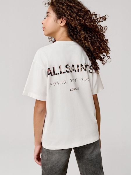 smALLSAINTS White/Leopard Oversized Girls Underground Crew T-Shirt (E88044) | £22 - £26